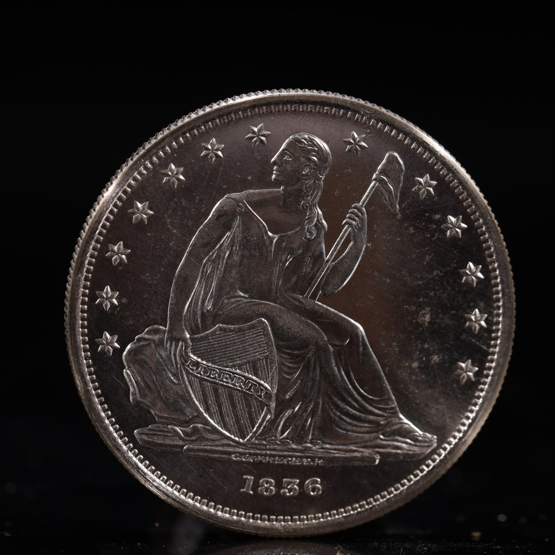 USA One Dollar 1856 Coin: American coin. IN GOD WE TRUST / LIBERTY / 1856 / UNITED STATES OF AMERICA / ONE DOL. Weight:26.9g.