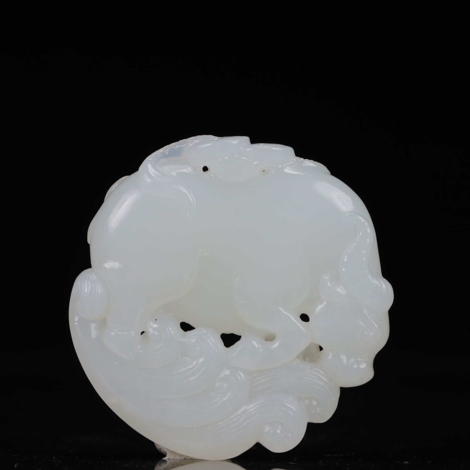 An Exquisite White Jade Buffalo Pendant (1 of 6)