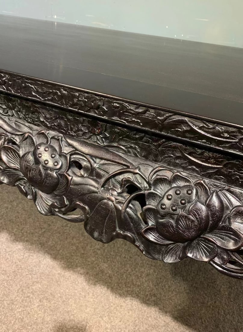 A Huge Zitanwood Lotus Pattern Table - 5
