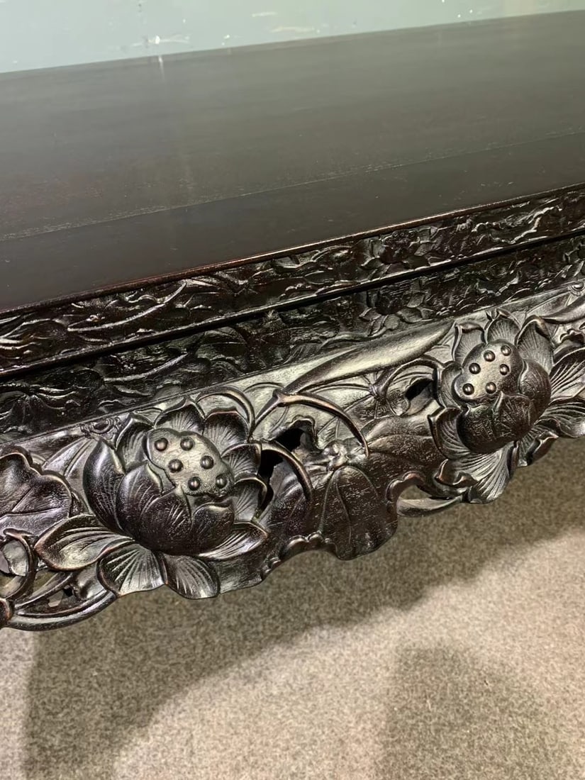 A Huge Zitanwood Lotus Pattern Table - 6