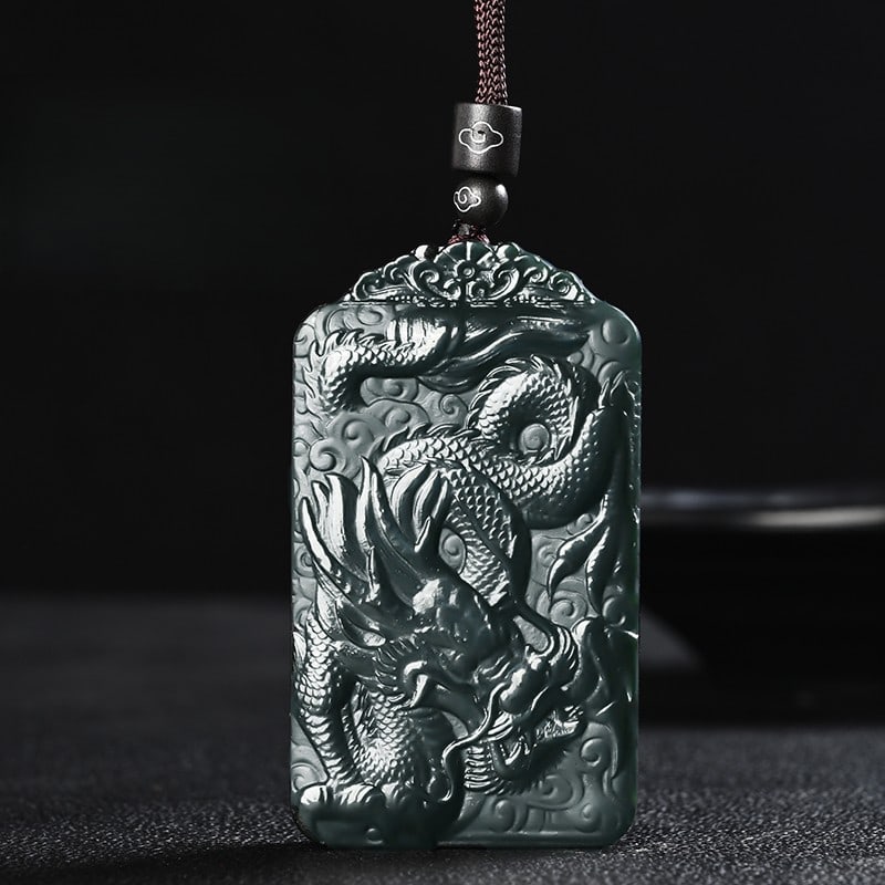 An Exquisite Cyan jade Dragon Pattern Pendant - 3
