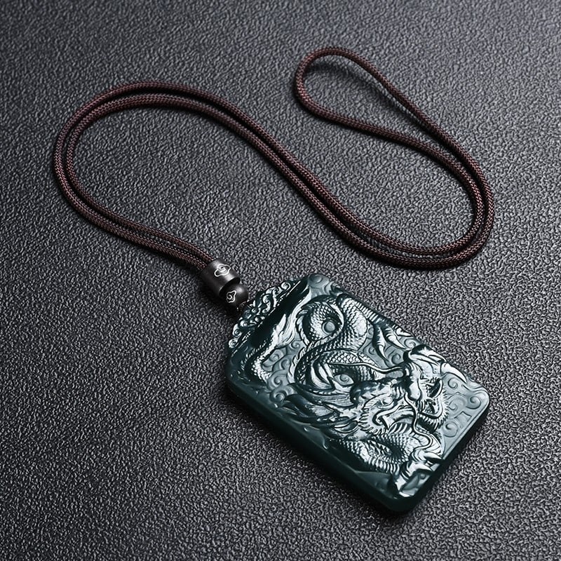 An Exquisite Cyan jade Dragon Pattern Pendant - 4
