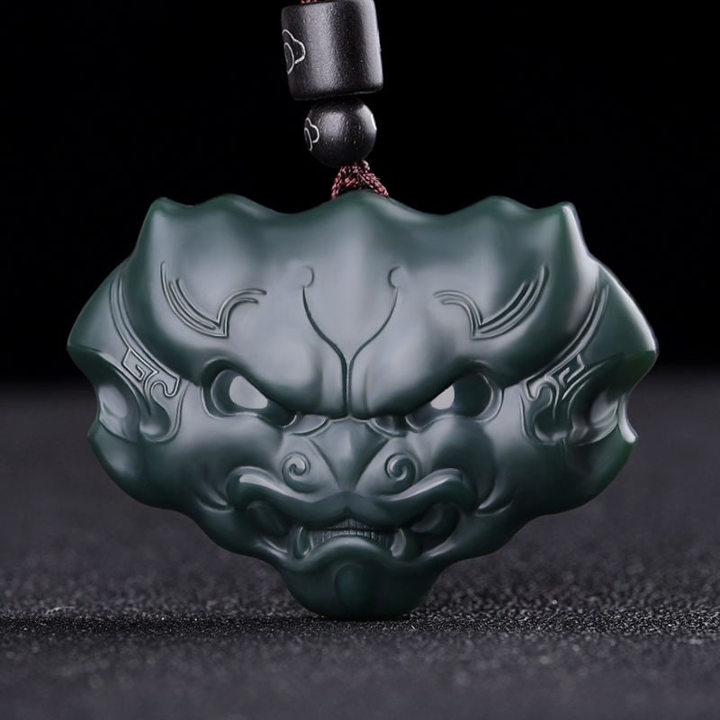 An Exquisite Cyan jade Beast-Face Pattern Pendant: An Exquisite Cyan jade Beast-Face Pattern Pendant 青玉兽面纹挂件