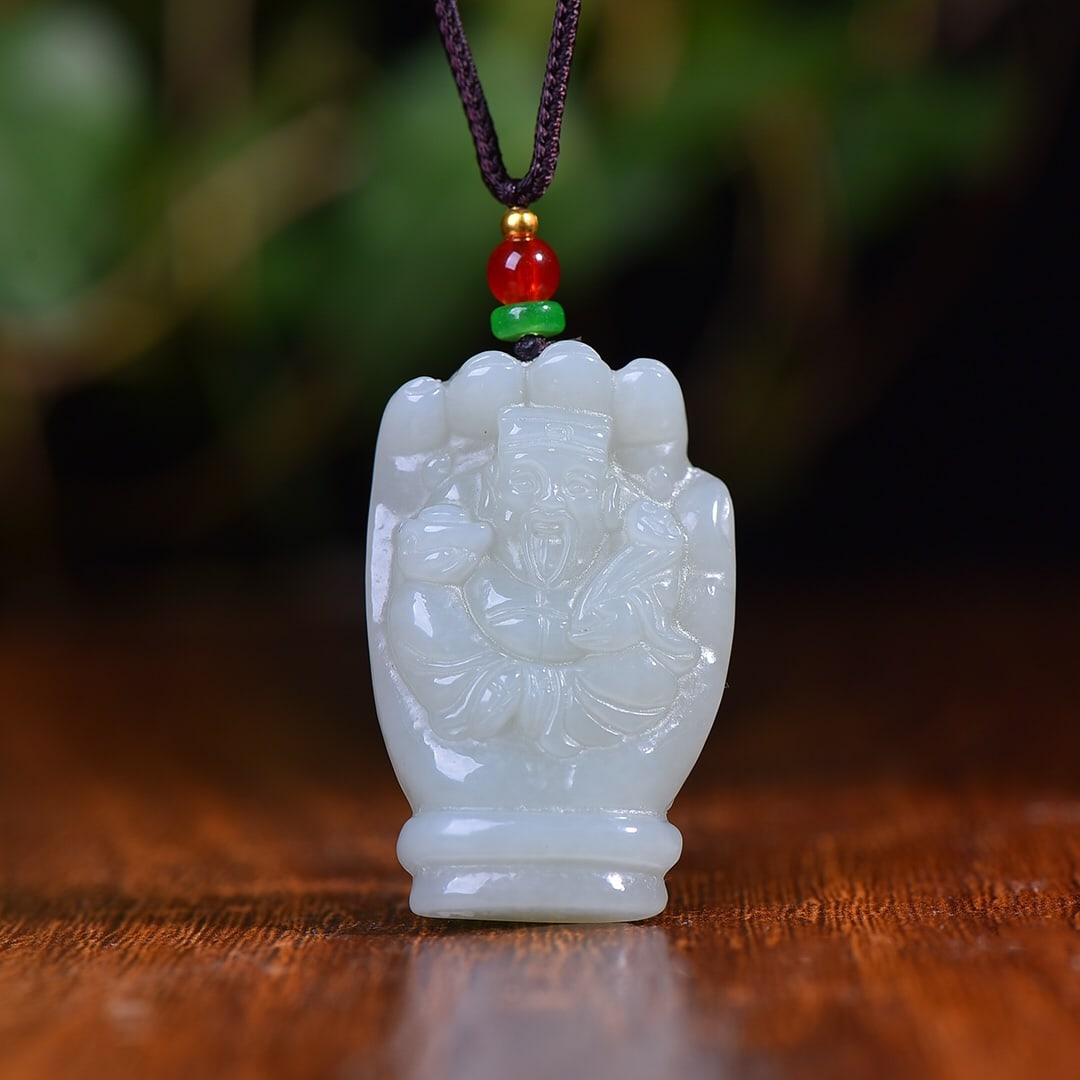 An Exquisite White Jade Statue of Mammon Pendant: An Exquisite White Jade Statue of Mammon Pendant,Size:1.1inx1.8in 白玉财神像挂件