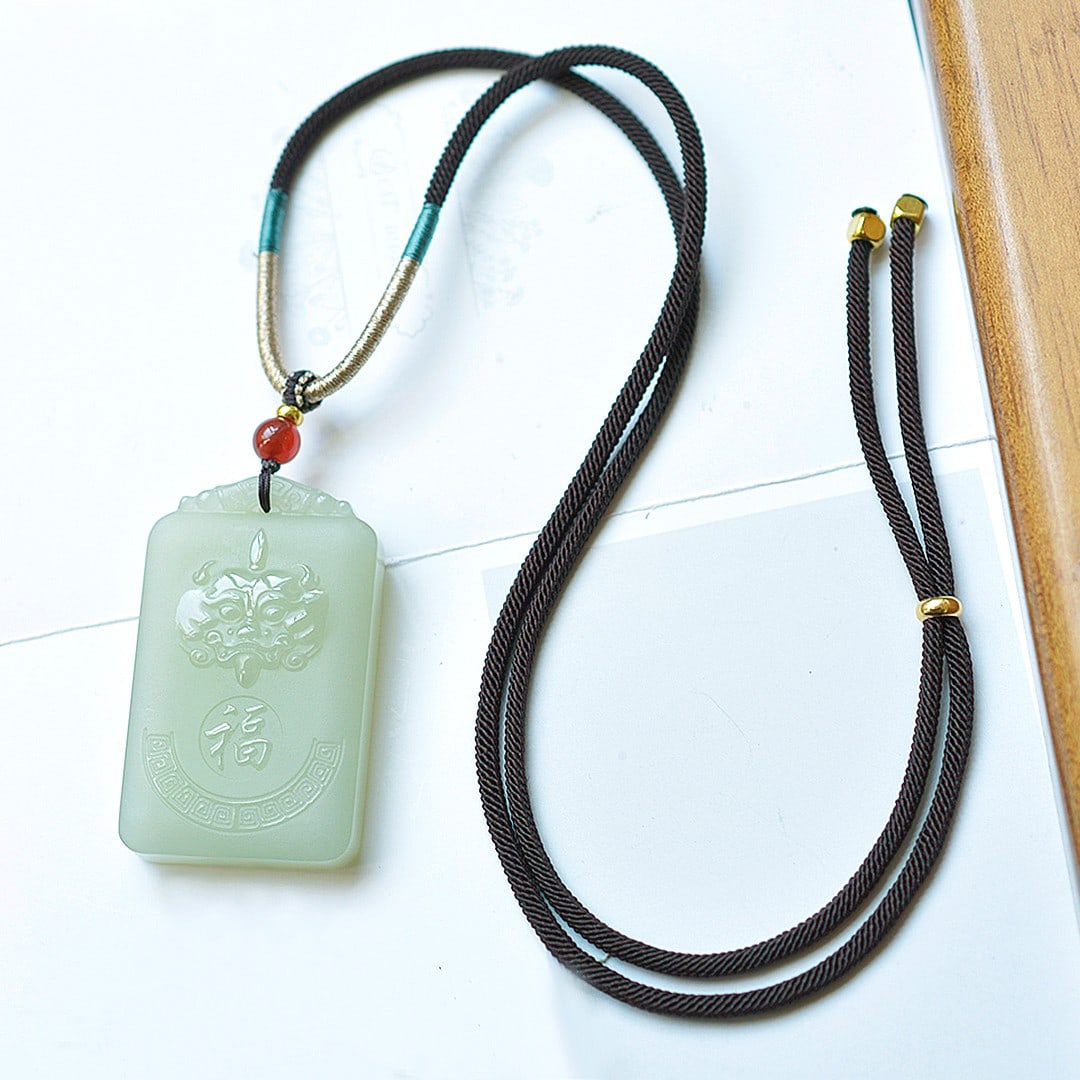 An Exquisite White Jade Fu-Character Pattern Pendant - 5