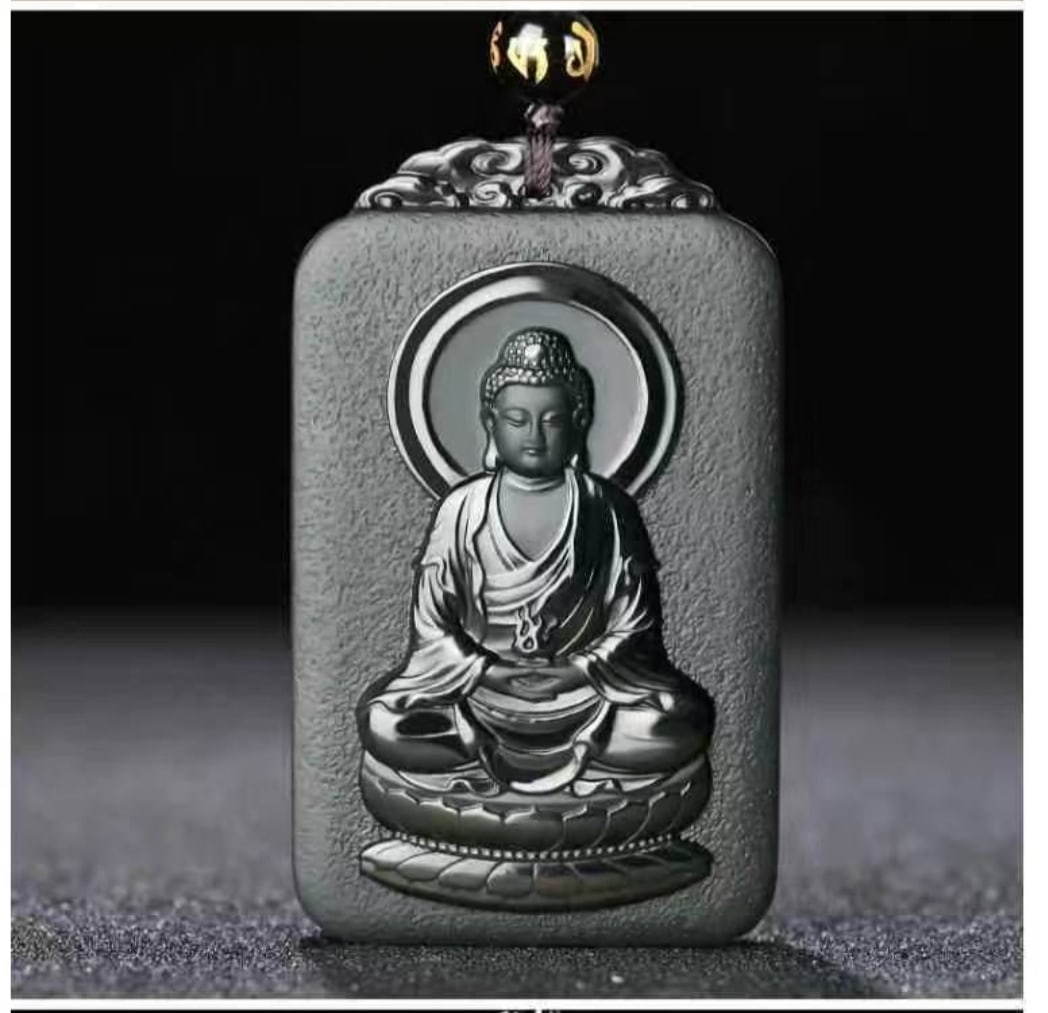 An Exquisite Cyan jade Statue of Sakyamuni Pendant: An Exquisite Cyan jade Statue of Sakyamuni Pendant,Size:2.4inx1.5inx0.3in 青玉如来像挂件
