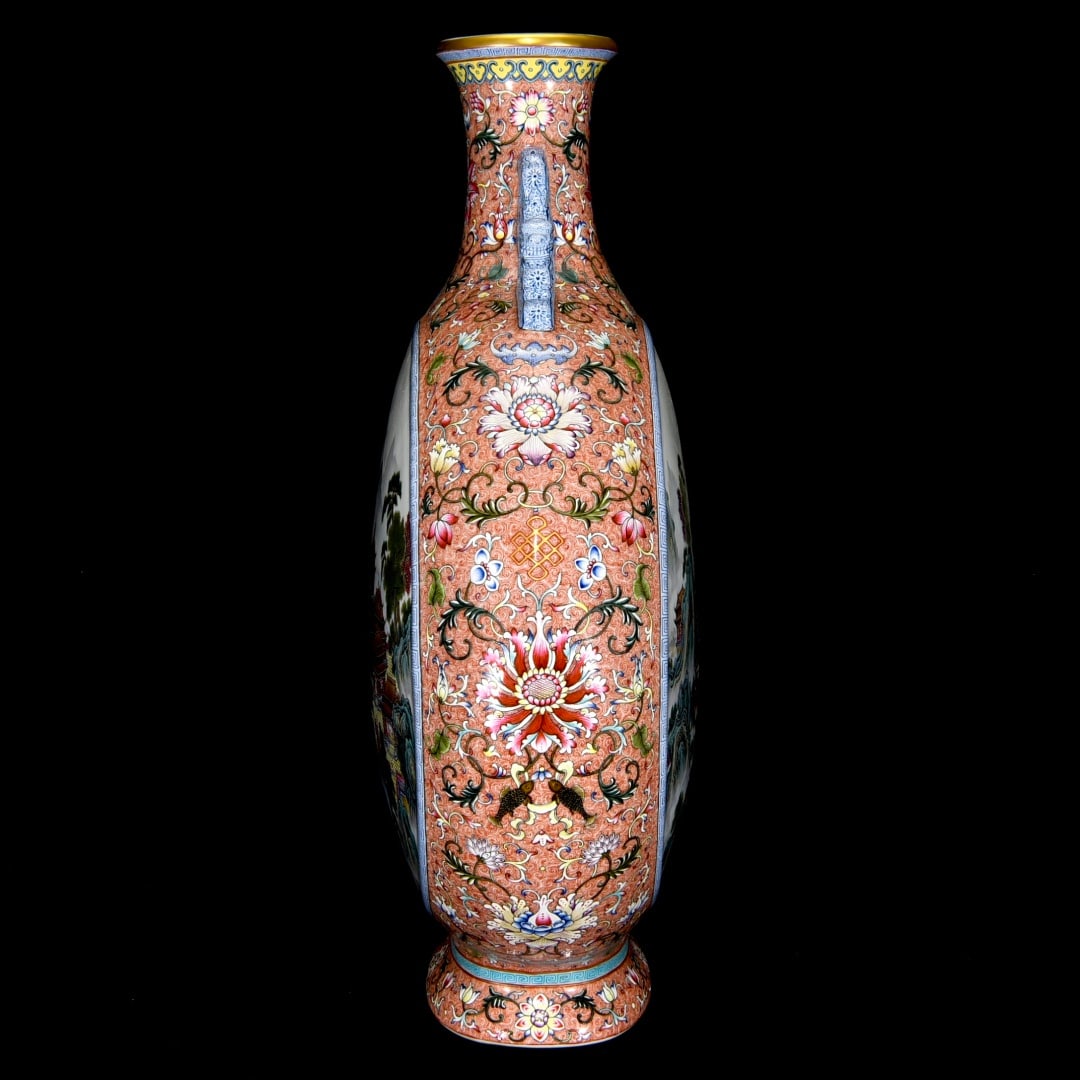 A Huge Enamel Landscape Pattern Double-Ears Vase - 2