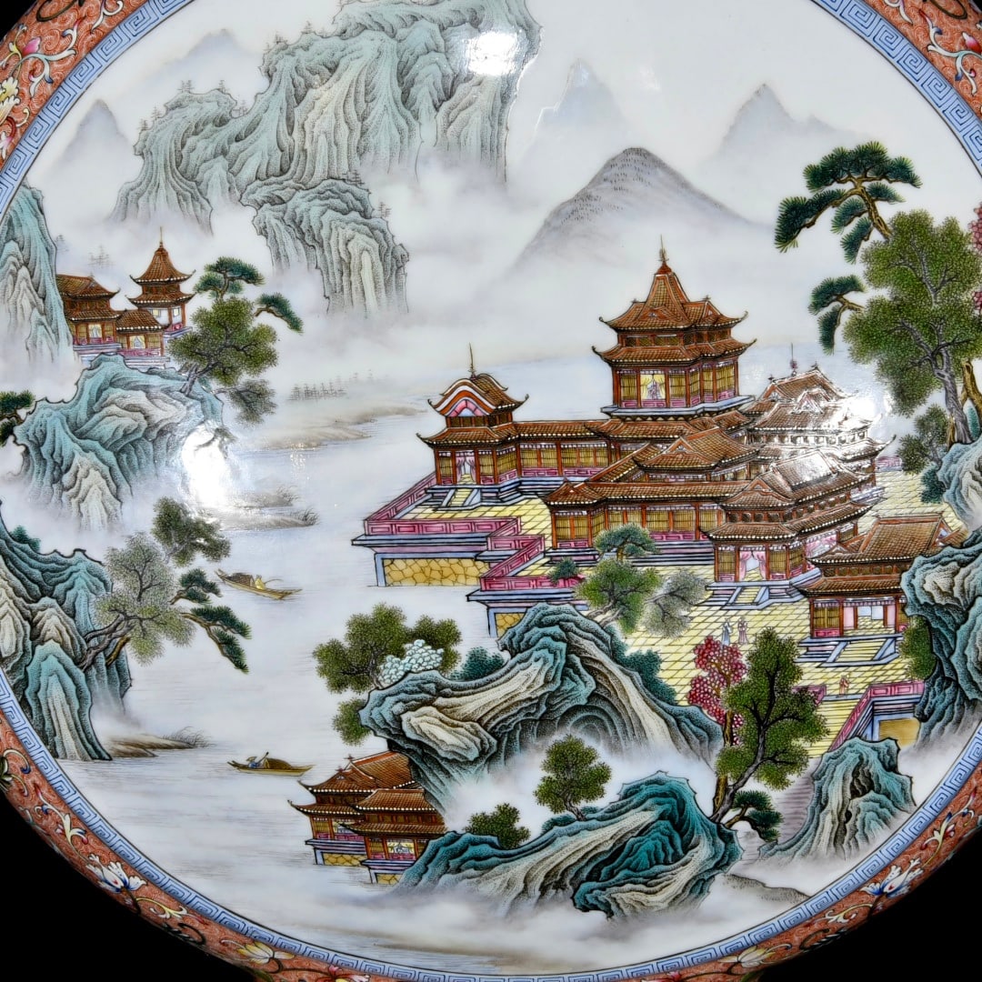 A Huge Enamel Landscape Pattern Double-Ears Vase - 7