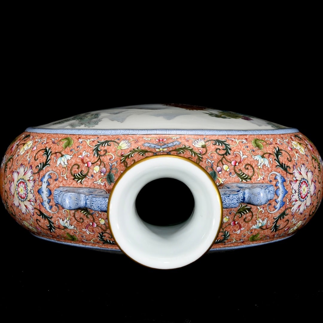 A Huge Enamel Landscape Pattern Double-Ears Vase - 8