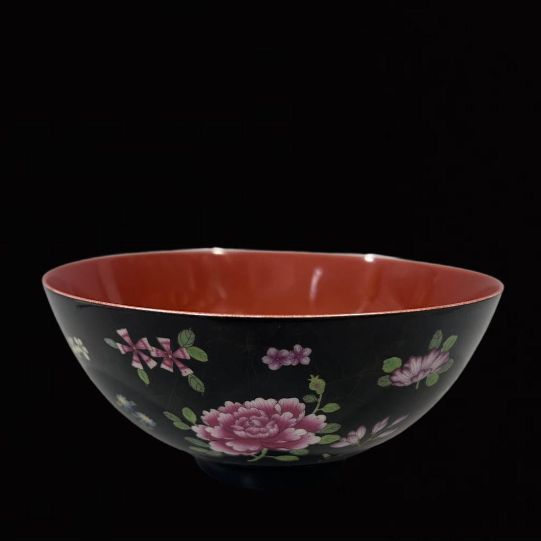 An Exquisite Black Ground Enamel Flower Pattern Bowl (1 of 7)