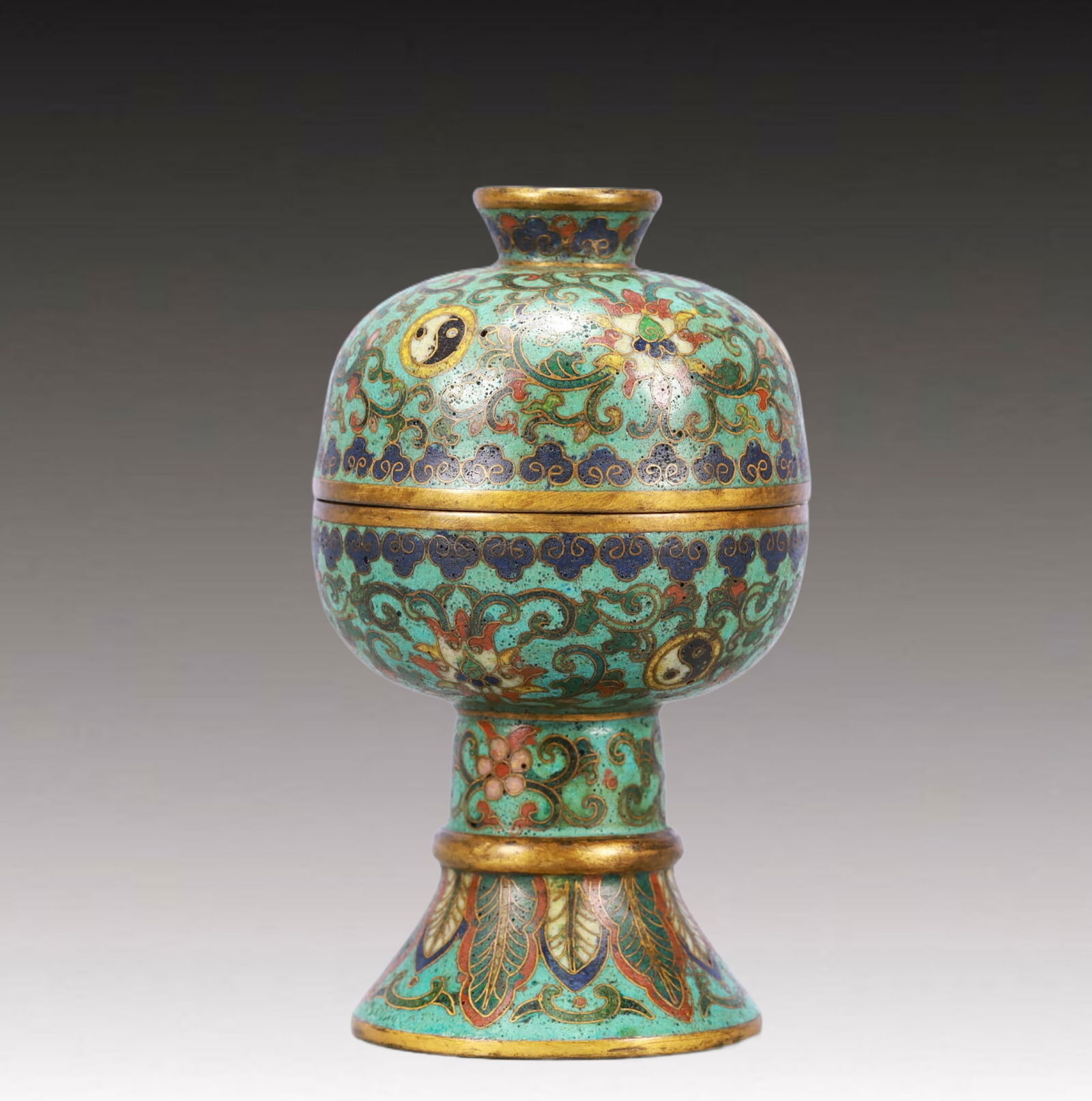 An Exquisite Cloisonne Lotus Pattern Stem Cover Jar (1 of 6)