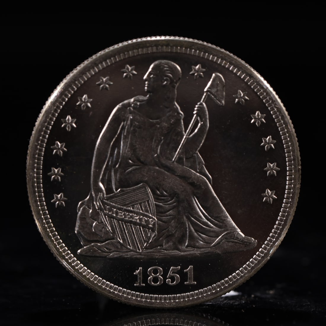 USA One Dollar 1851 Coin: American coin. IN GOD WE TRUST / LIBERTY / 1851 / UNITED STATES OF AMERICA / ONE DOL. Weight:26.9g.