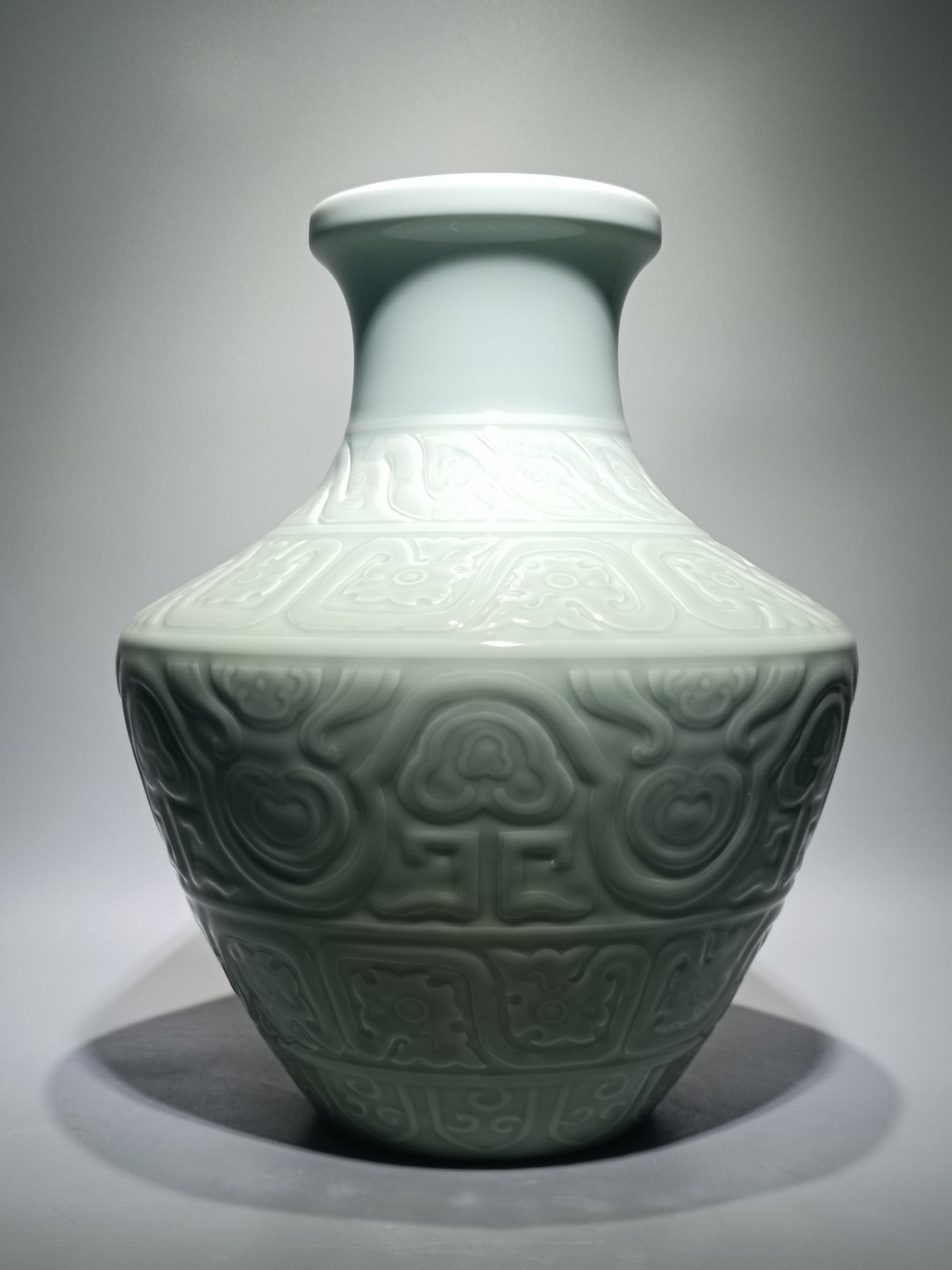 A Rare Celadon Glazed Dragon Pattern Vase - 2