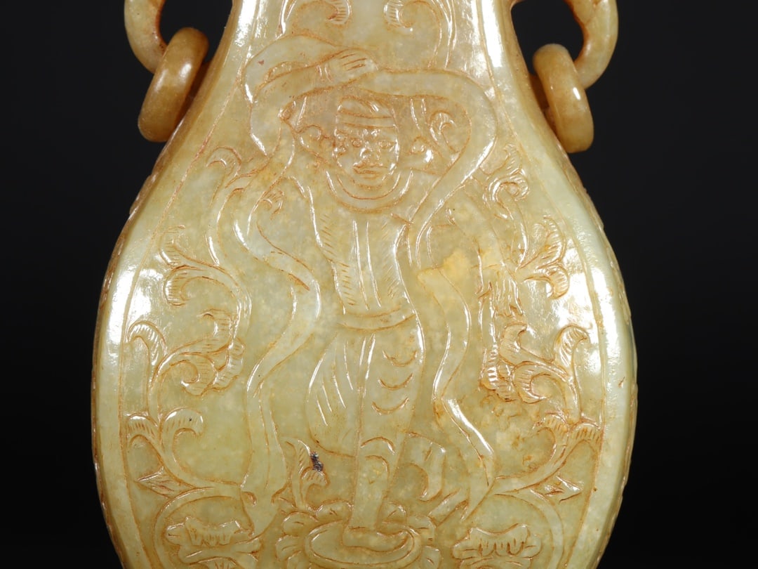 A Fine White Jade Figure Pattern Double-Ears Vase - 5