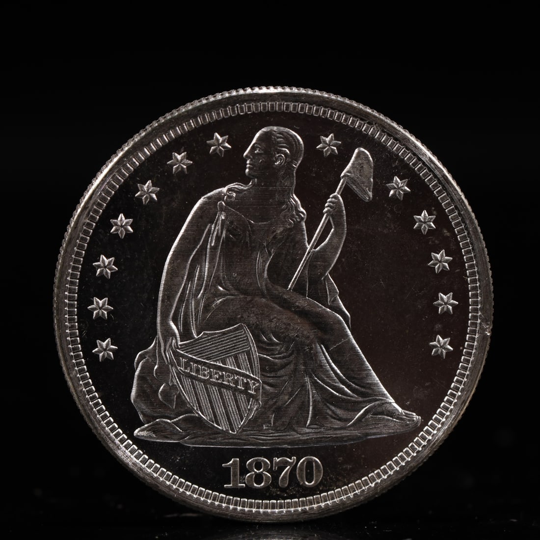 USA One Dollar 1870 Coin: American coin. IN GOD WE TRUST / LIBERTY / 1870 / UNITED STATES OF AMERICA / ONE DOL. Weight:26.9g.