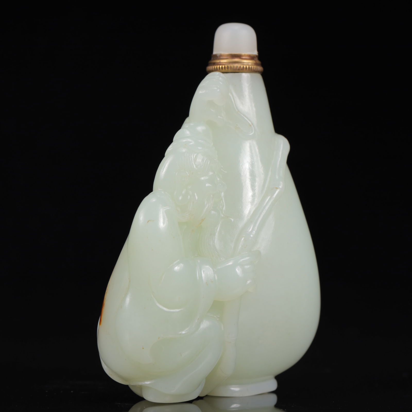 An Exquisite White Jade Figure Pattern Snuff Bottle - 6