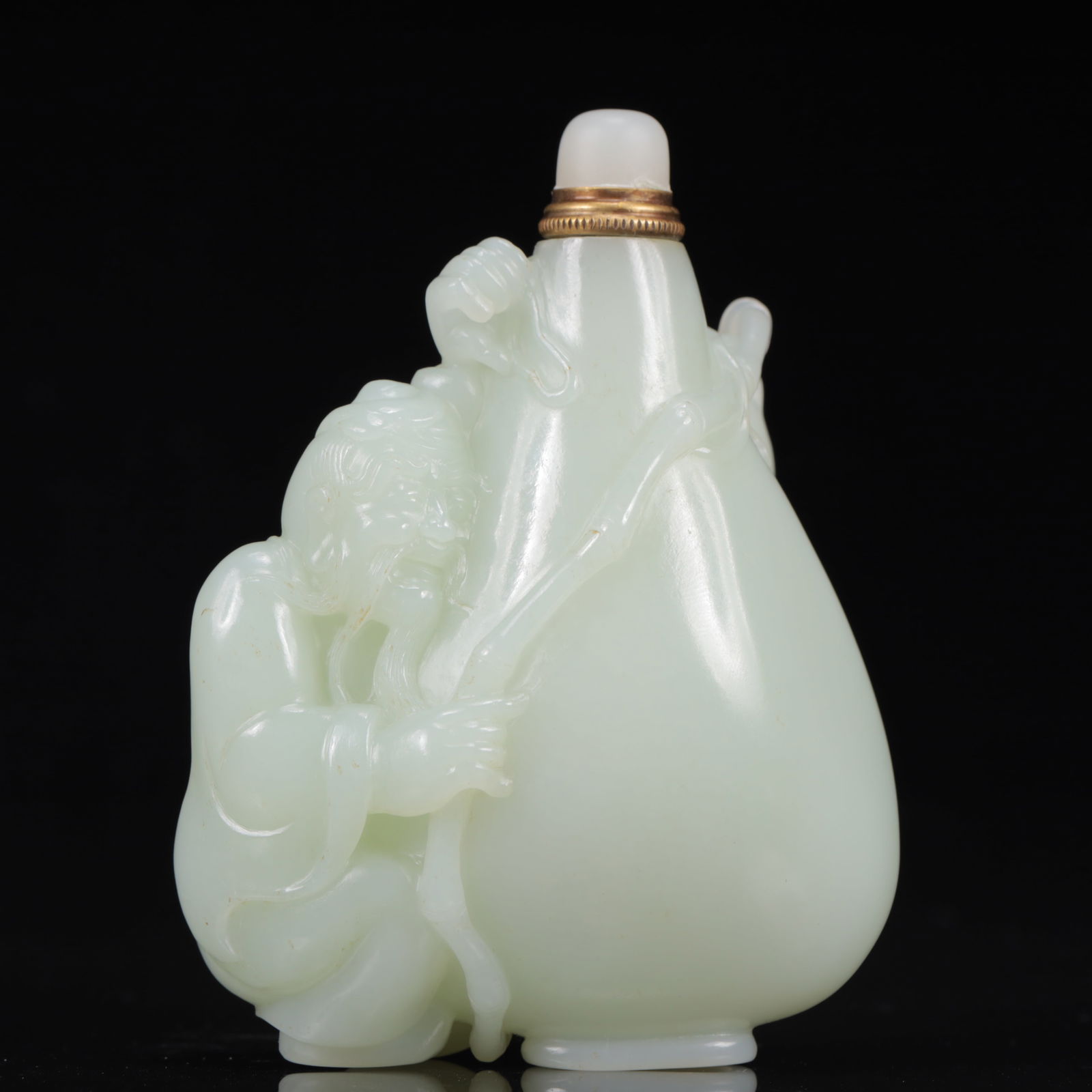 An Exquisite White Jade Figure Pattern Snuff Bottle - 7
