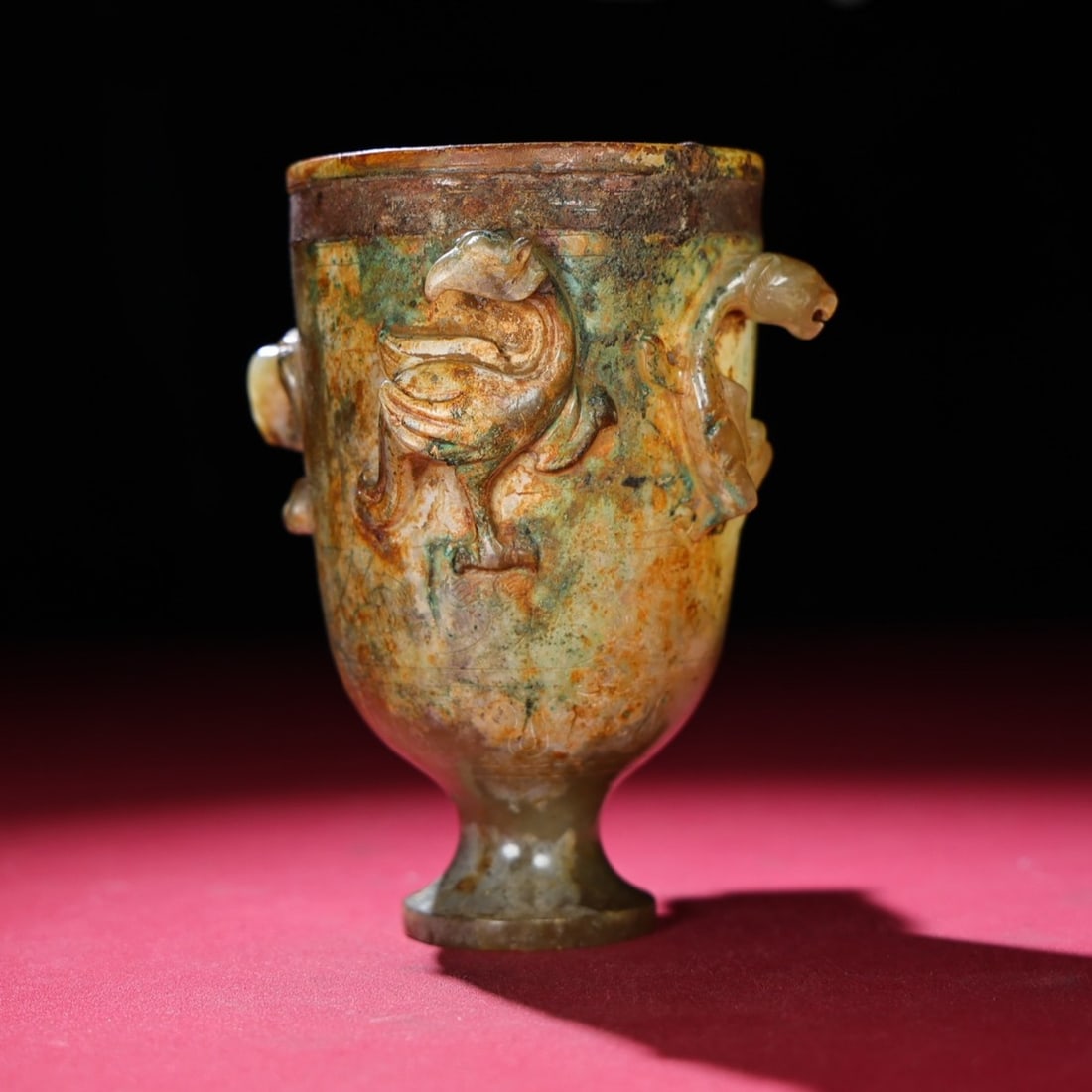 An Exquisite Archaic Jade Chi-Dragon Pattern Cup (1 of 9)