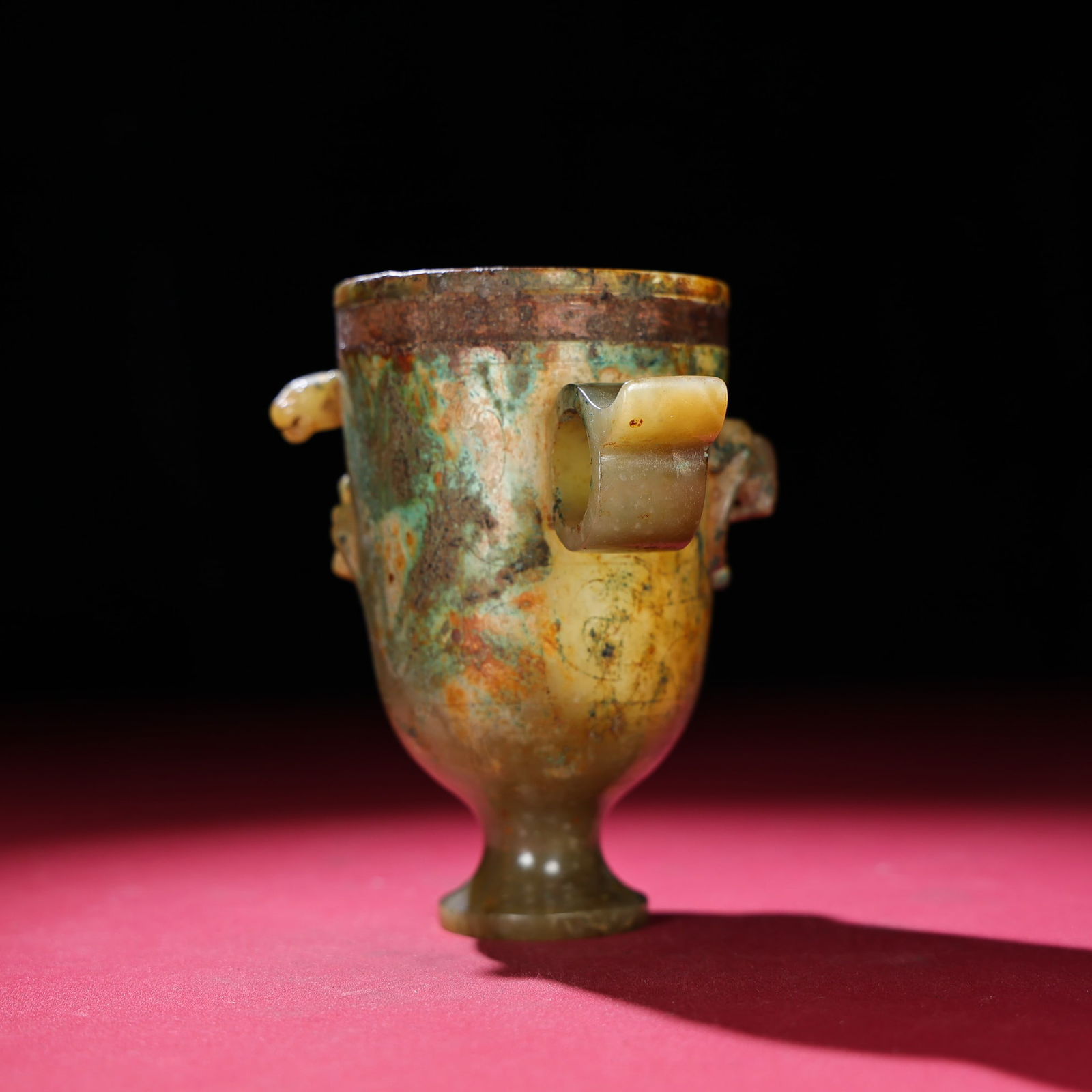 An Exquisite Archaic Jade Chi-Dragon Pattern Cup - 5