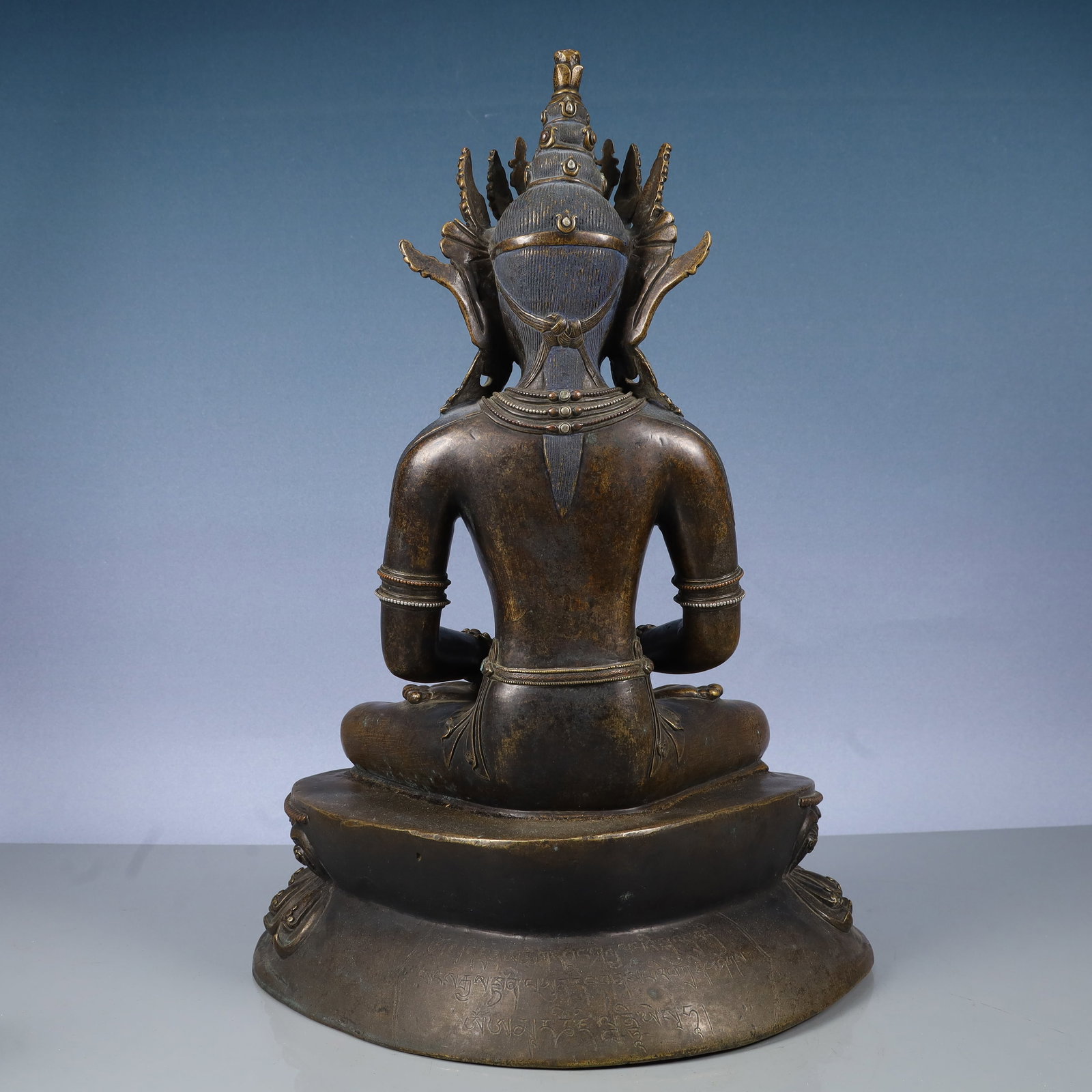 A Solemn Bronze Statue of Tara,Inlaid Gems,With Inscription - 9