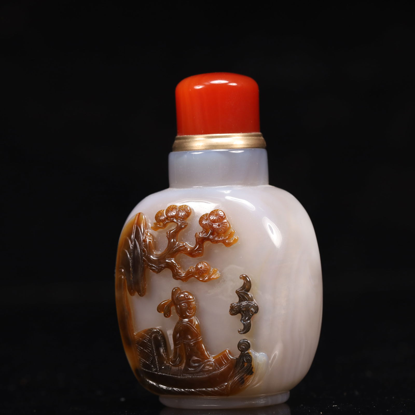 An Exquisite Agate Landscape and Figure Pattern Snuff Bottle - 2