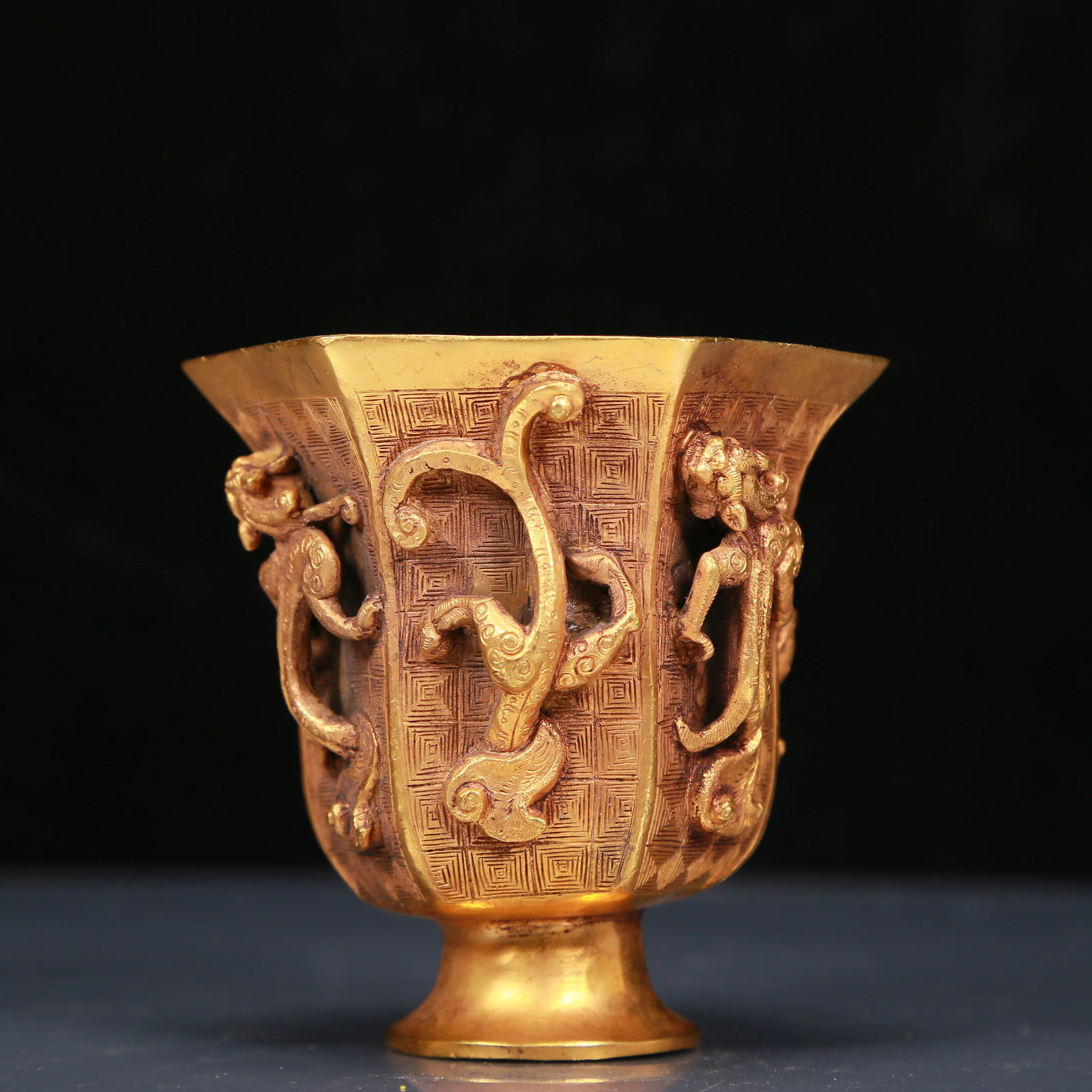 An Exquisite Silver Gilt Chi-Dragon Pattern Cup (1 of 6)