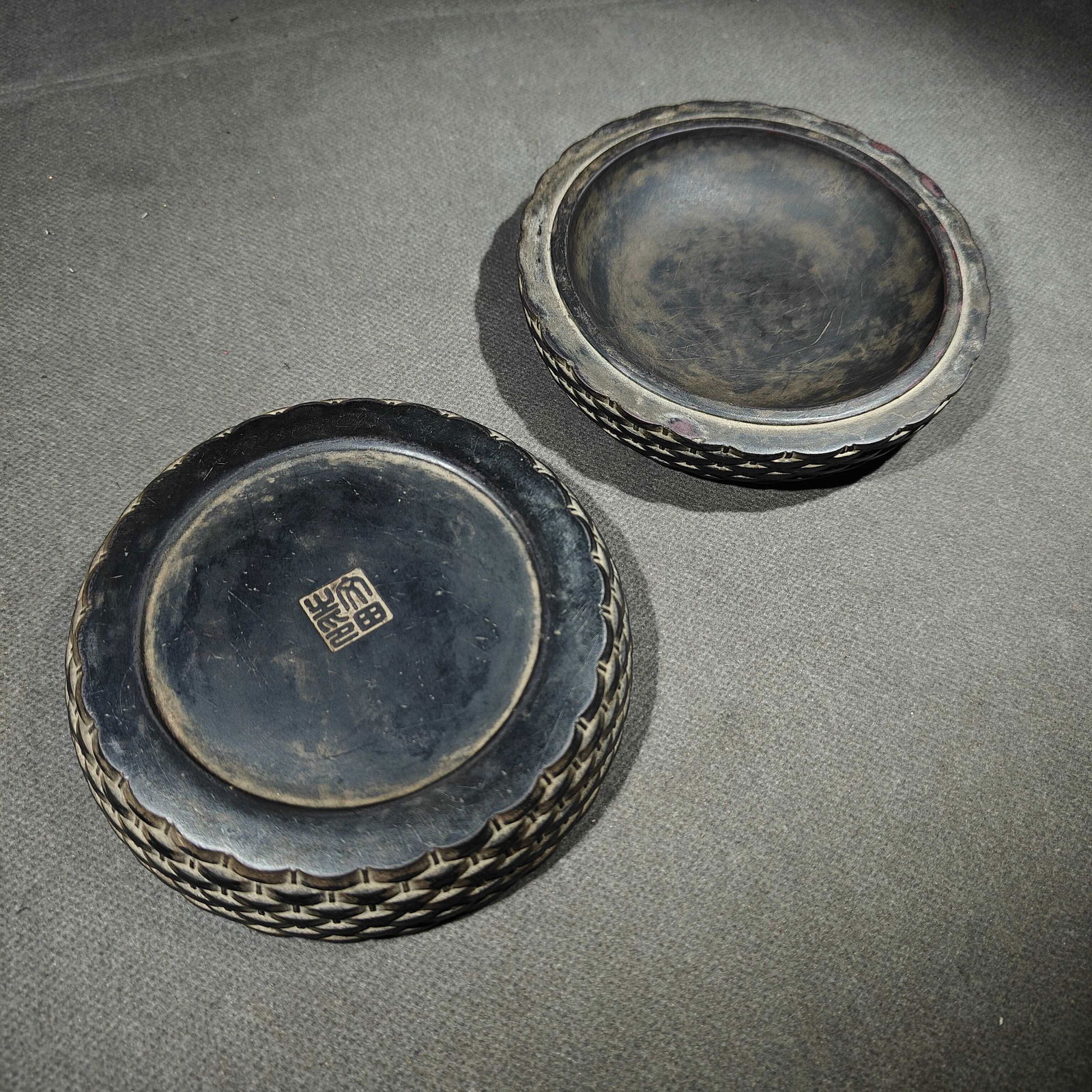 An Exquisite Bats and Peach Pattern Inkstone - 8