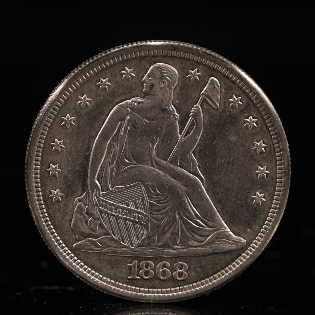 USA One Dollar 1868 Coin: American coin. IN GOD WE TRUST / LIBERTY / 1868 / UNITED STATES OF AMERICA / ONE DOL. Weight:26.9g.