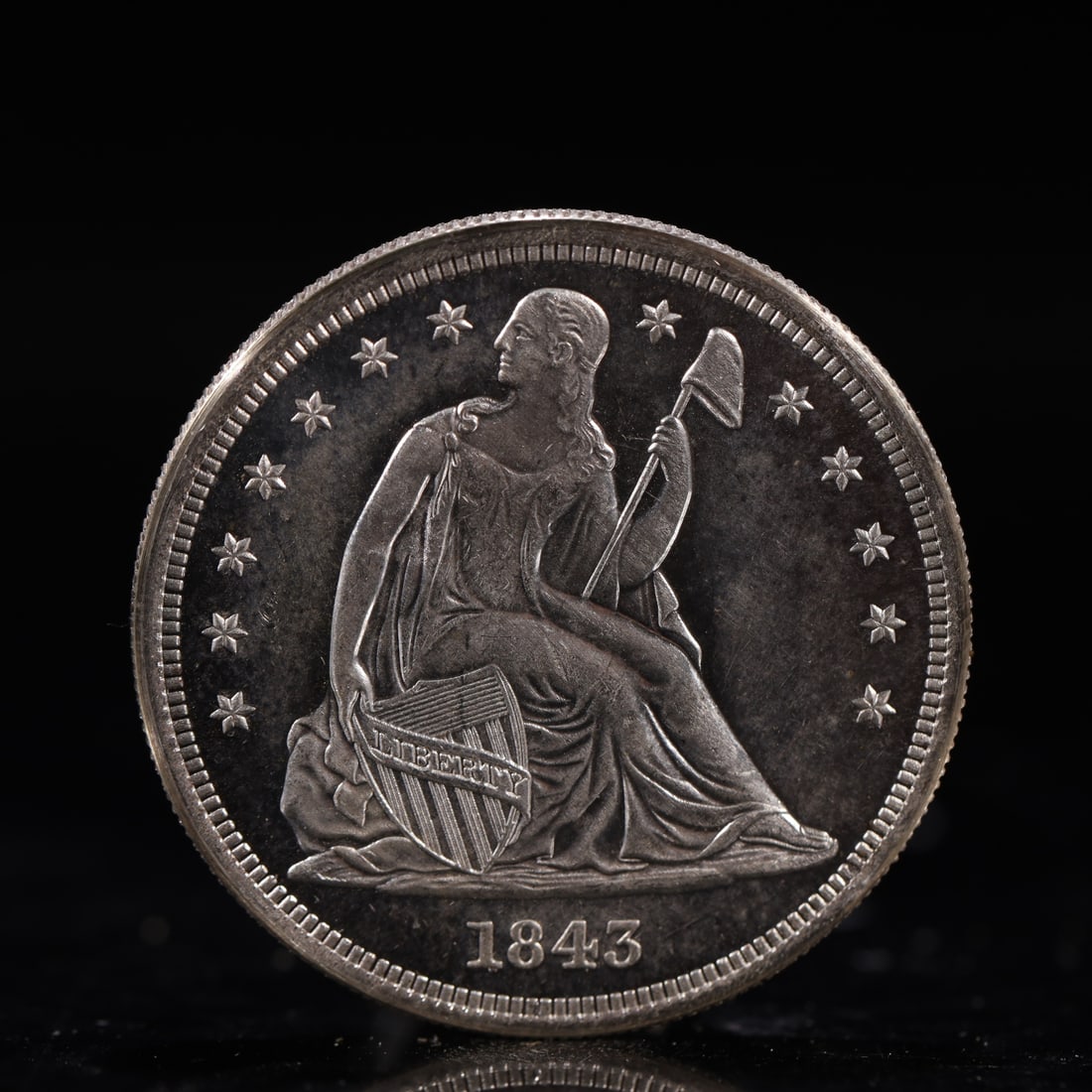 USA One Dollar 1843 Coin: American coin. IN GOD WE TRUST / LIBERTY / 1843 / UNITED STATES OF AMERICA / ONE DOL. Weight:26.9g.