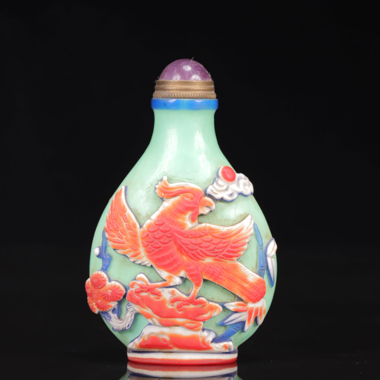 An Exquisite Glass Flower and Bird Pattern Snuff Bottle (1 of 8)