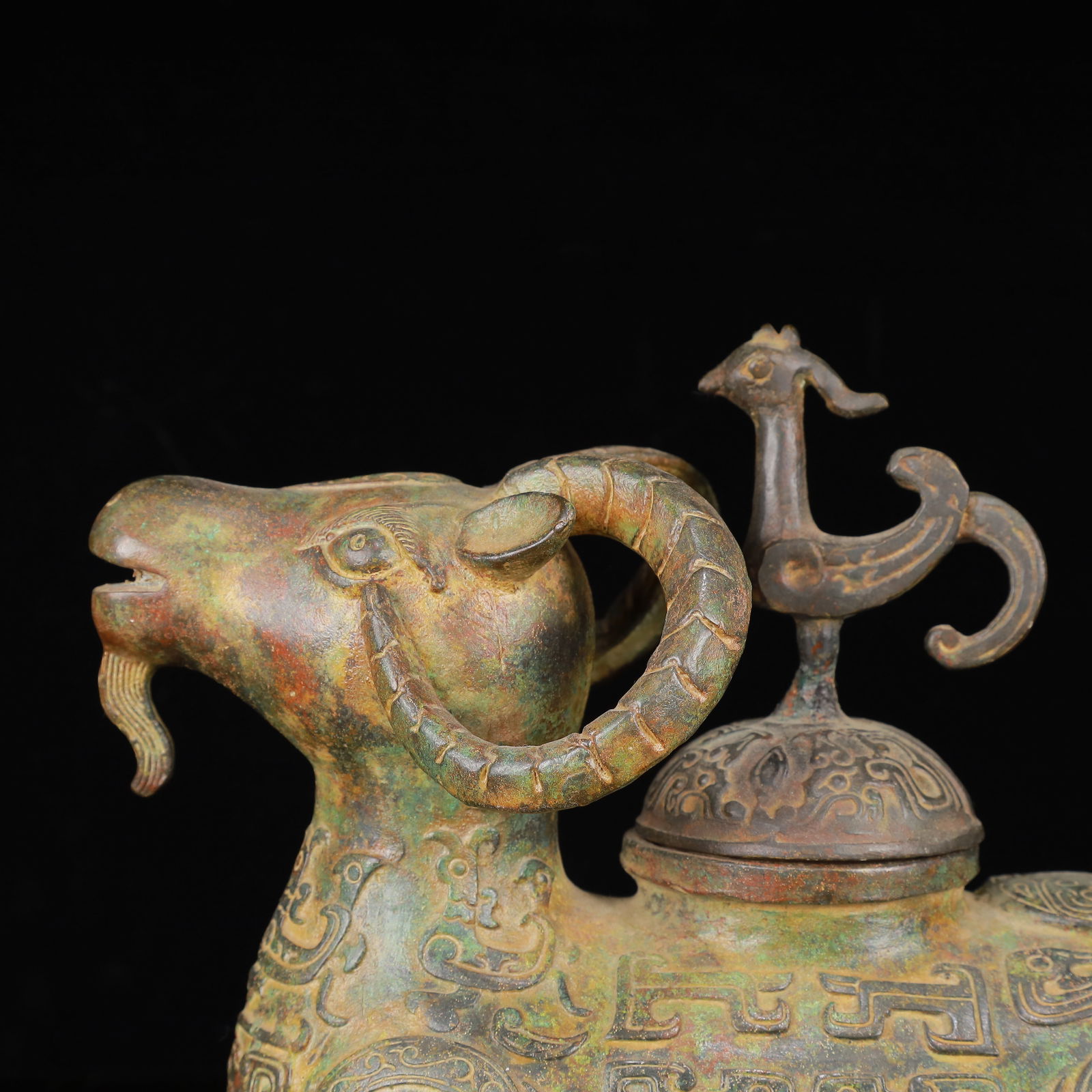 An Archaic Bronze Dragon Pattern Sheep Pot - 2