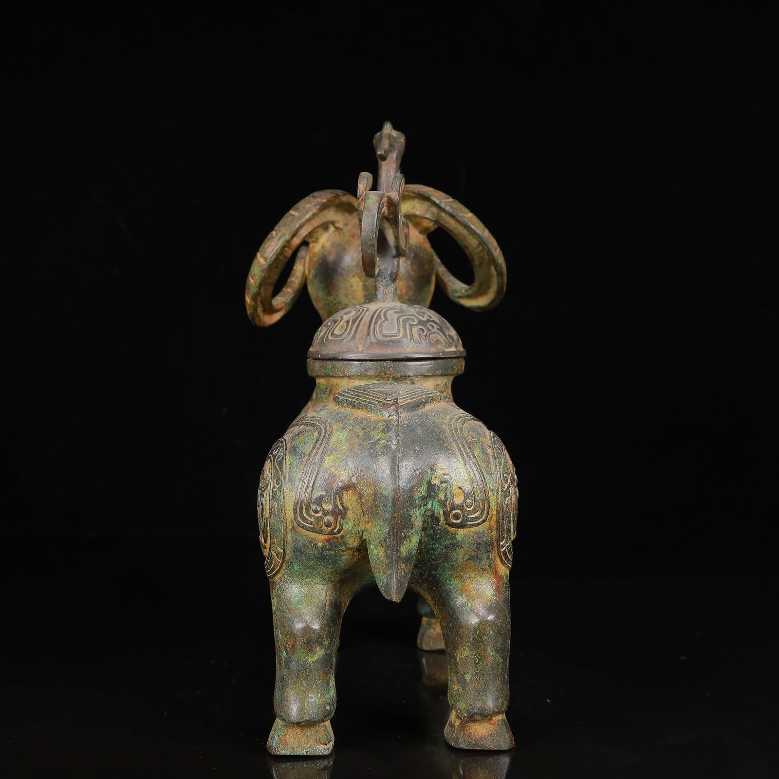 An Archaic Bronze Dragon Pattern Sheep Pot - 6