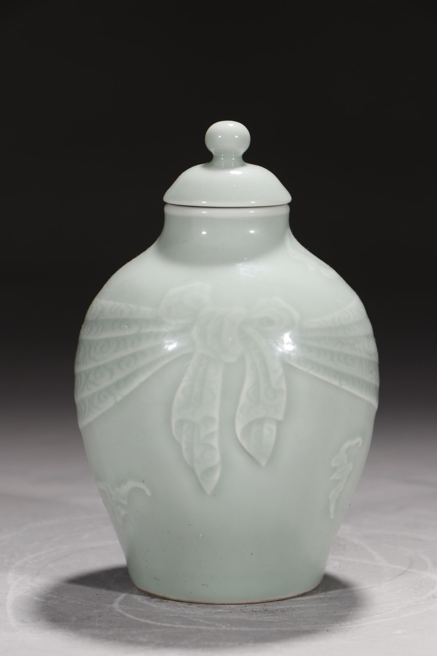An Exquisite Celadon Glazed Bats Pattern Jar with Cover (1 of 8)