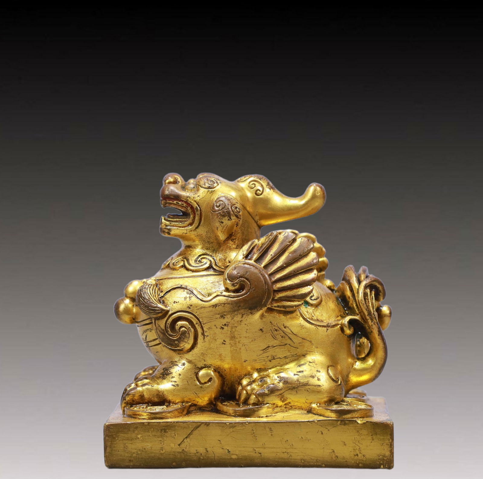 A Solemn Gilt Bronze Auspicious Beast Ornament (1 of 6)