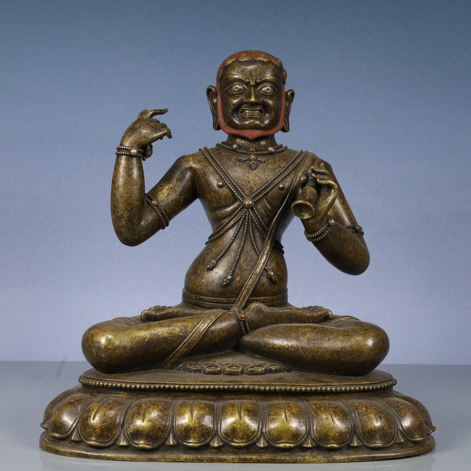 A Solemn Bronze Buddha Statue,Inlaid Gems,With Inscription (1 of 12)