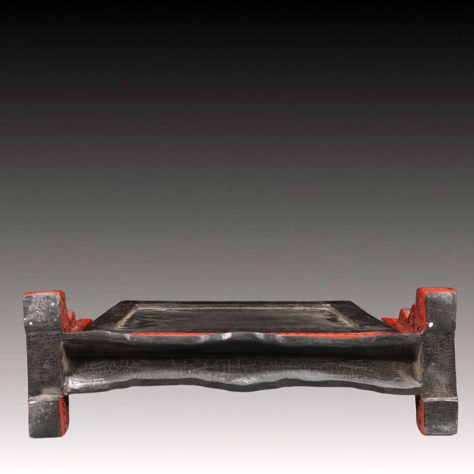 A Rare Carved Red Lacquer Arhat Pattern Table Screen - 10