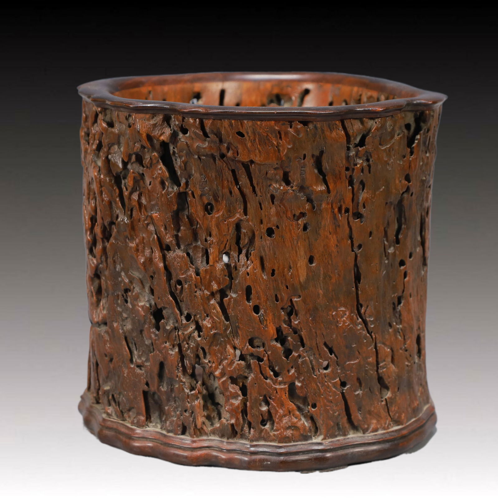 An Exquisite Zitanwood Hollow Brush Pot (1 of 8)