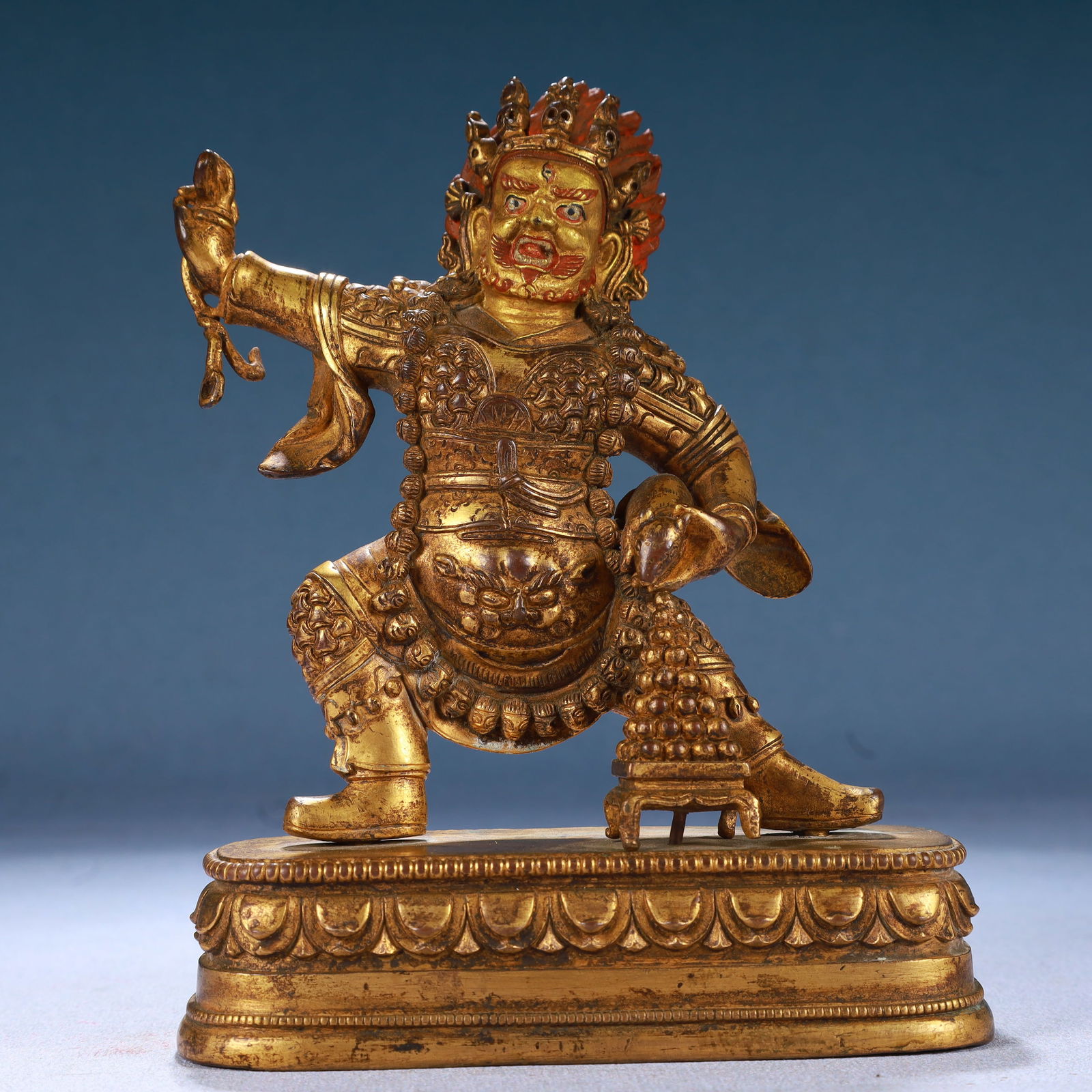 A Solemn Gilt Bronze Statue of Mammon: A Solemn Gilt Bronze Statue of Mammon,Qing Dynasty, China,Size:4.9inx2inx6.1in,Weight:750g 铜鎏金财神像,中国清代