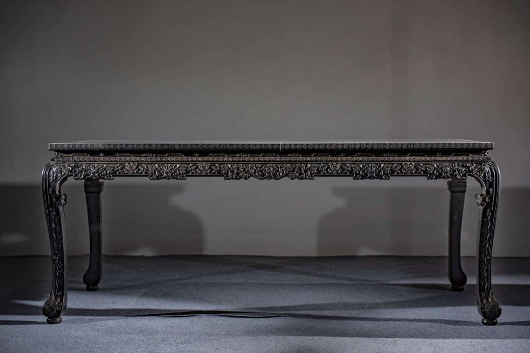 An Exquisite Zitanwood Lotus Pattern Long Table: An Exquisite Zitanwood Lotus Pattern Long Table,Qing Dynasty, China,Size:78inx34.6inx32.3in 