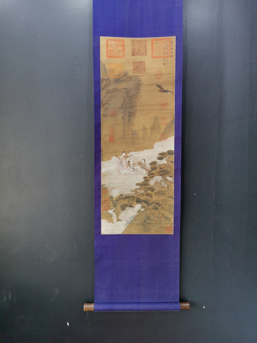 A Chinese Vertical Scroll Ink Painting of Character and Story on Silk: A Chinese Vertical Scroll Ink Painting of Character and Story on Silk,Yan Liben,Size:35inx13.2in 一幅中国水墨绢本人物故事画