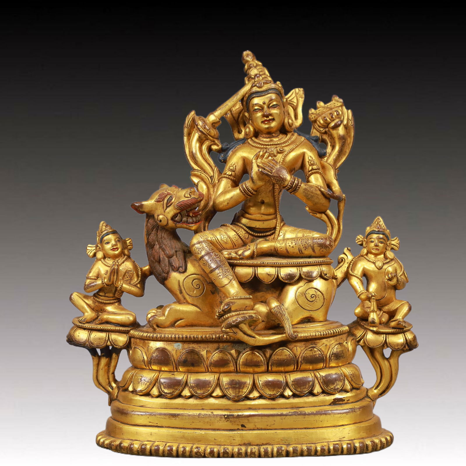 A Solemn Gilt Bronze Statue of Manjusri (1 of 9)