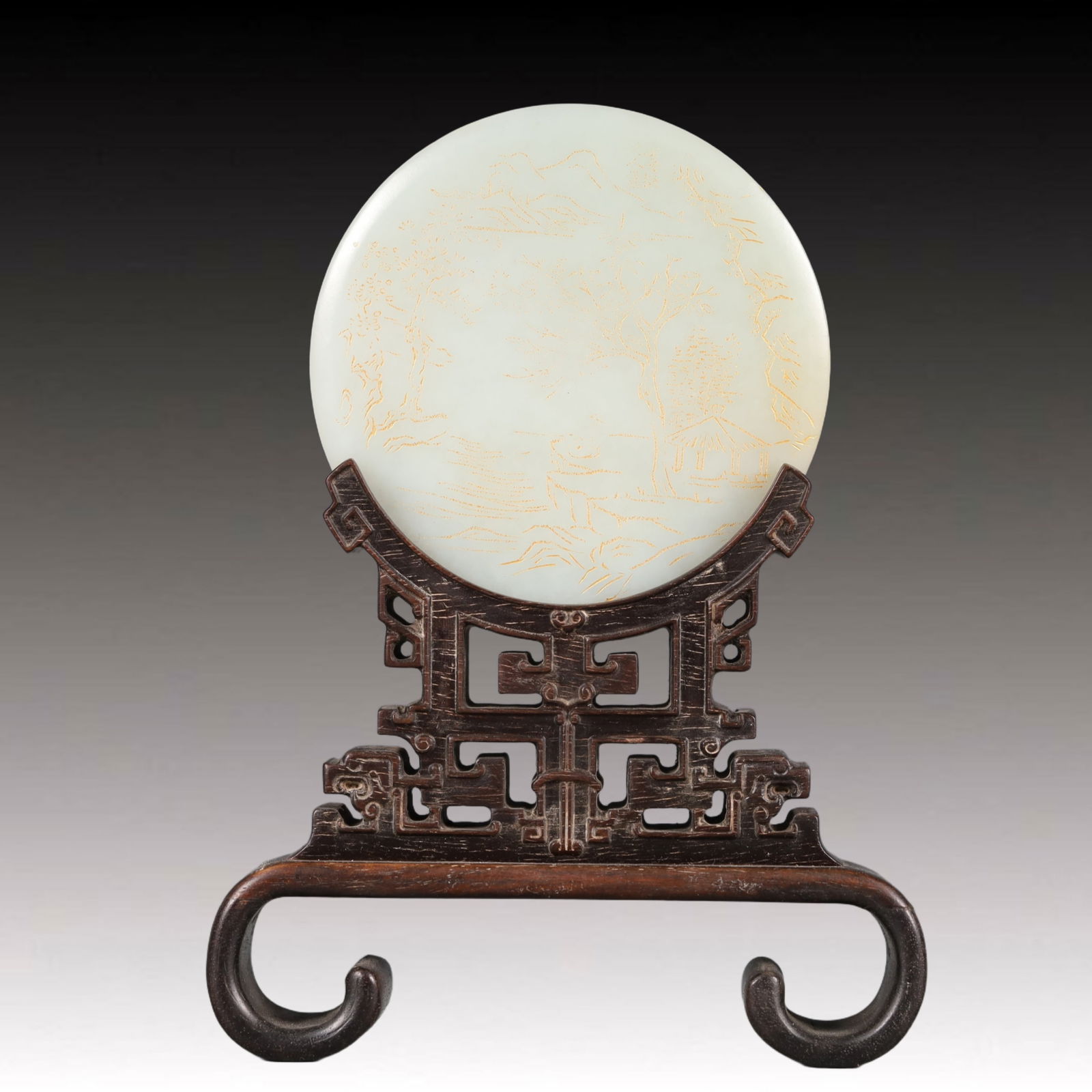 A Precious White Jade Landscape Pattern Table Screen: A Precious White Jade Landscape Pattern Table Screen,Qing Dynasty, China,Size:4.1inx1.2inx5.9in Weight:171.5g 白玉山水纹台屏,中国清代