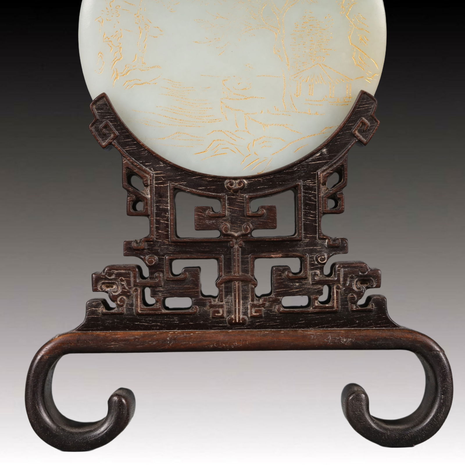 A Precious White Jade Landscape Pattern Table Screen - 3