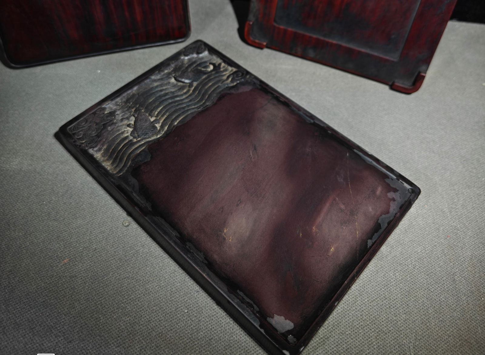 An Exquisite Fish Pattern Inkstone,With Poem - 2