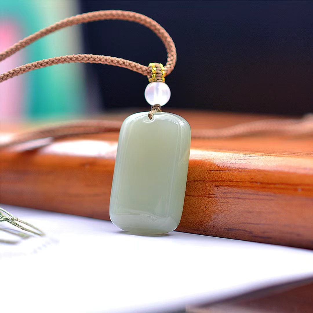 An Exquisite Greenish Jade Pendant: An Exquisite Greenish Jade Pendant,Size:0.7inx1.1in 青玉挂件