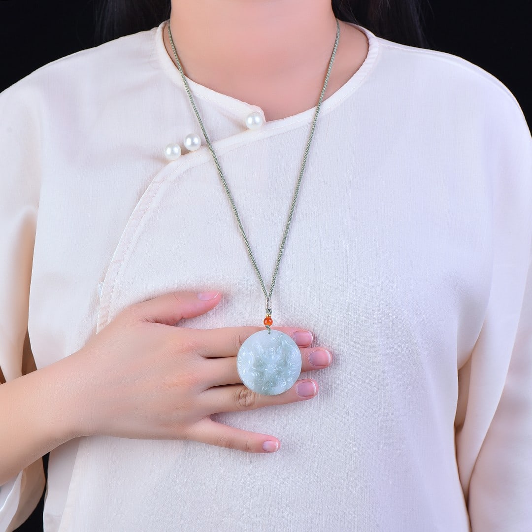 An Exquisite Jadeite Dragon Pattern Pendant (1 of 3)