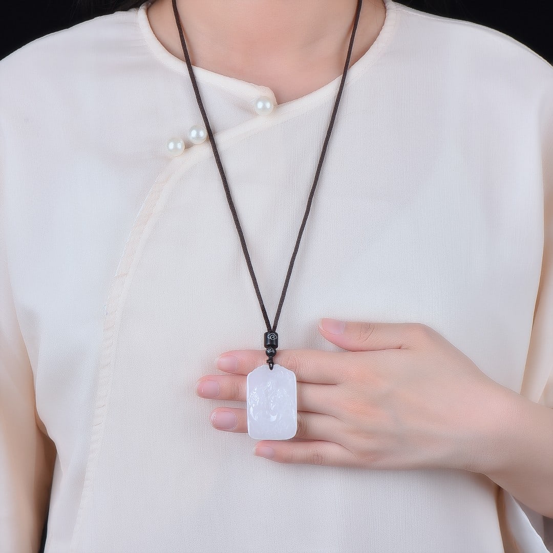 An Exquisite White Jade Figure Pattern Pendant: An Exquisite White Jade Figure Pattern Pendant,Size:1.2inx1.7in 白玉人物纹挂件