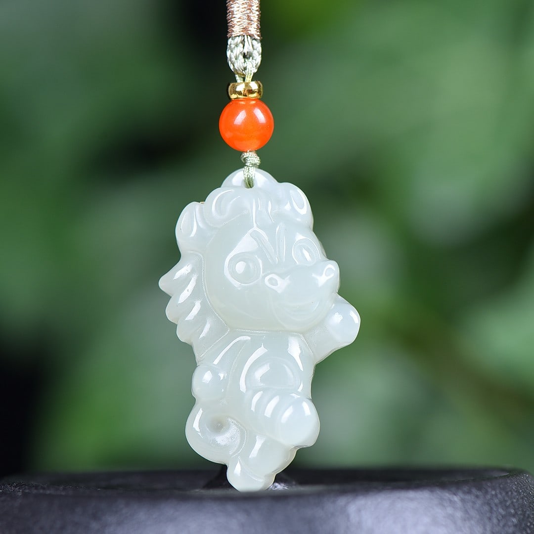 An Exquisite White Jade Horse Pendant: An Exquisite White Jade Horse Pendant,Size:0.9inx1.5in 白玉马挂件