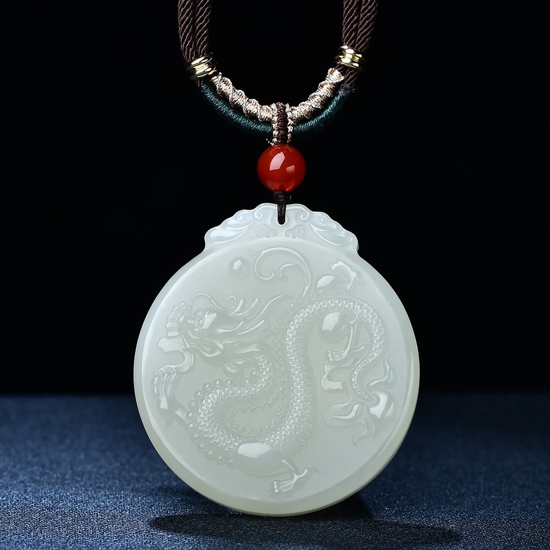 An Exquisite White Jade Dragon Pendant (1 of 5)