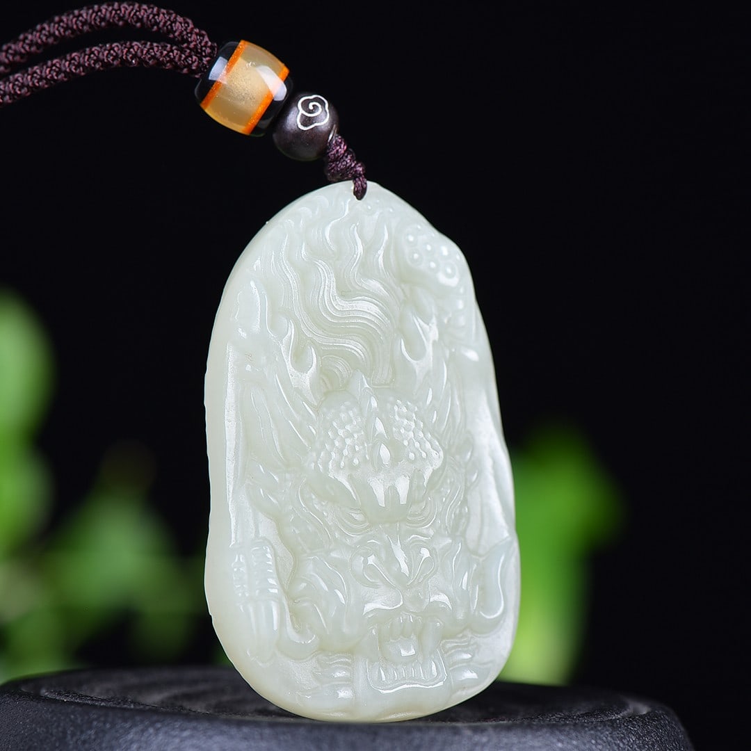 An Exquisite White Jade Dragon Pattern Pendant - 4